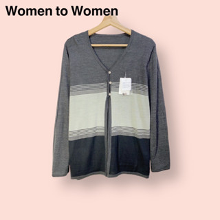 เสื้อ Woman to woman  ผ้านิตอย่างดี ไซด์ -  LL   อก 46-48 ยาว 28.5 นิ้ว เสื้อคลุมทรงสวยน่ารักมาก ใส่ได้2ด้าน กระดุมหน้า