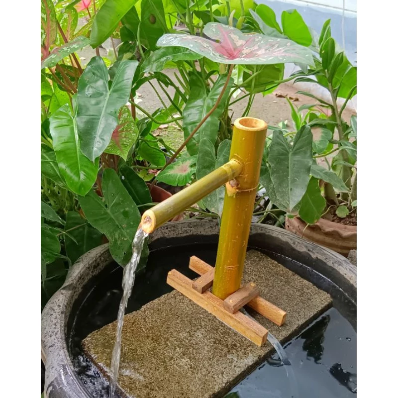 กระบอกน้ำไหลไม้ไผ่🌿ไม่รวมปั้ม แต่งสวน จัดบ่อ สูง 30 กว้าง 20 ซ.ม.👌