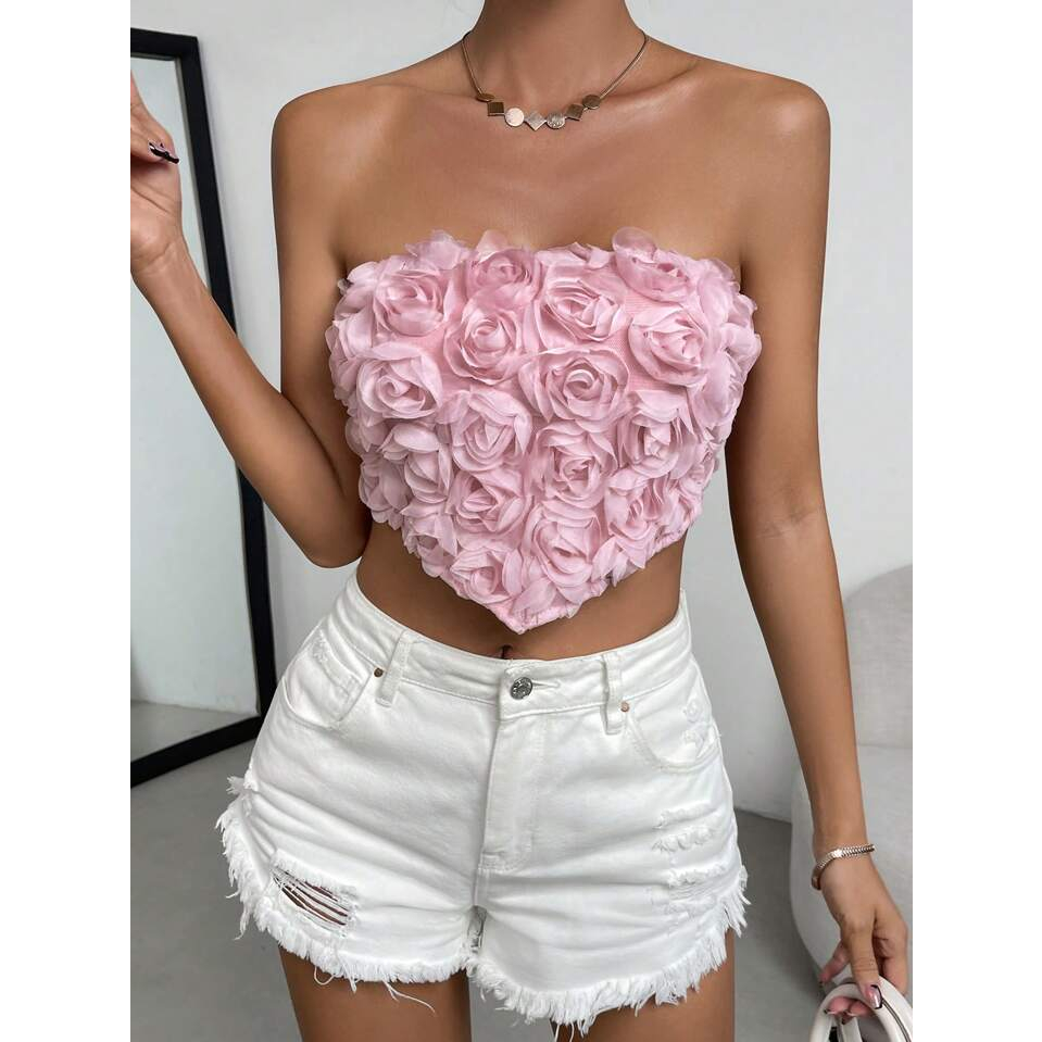 [SIS.SIE พร้อมส่ง]เกาะอก กลีบกุหลาบ สามมิติ ชายสามเหลี่ยม สวยตาแตก