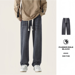 THEBOY-PASSER ROLE BLACK JEANS กางเกงยีนส์ทรงกระบอกตรง