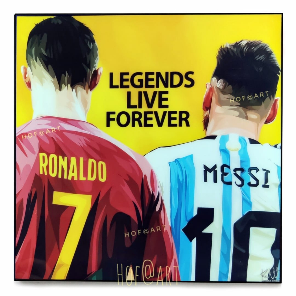 Lionel Messi เมสซี่ Cristiano Ronaldo คริสเตียโน่ โรนัลโด้ รูปภาพ​ติด​ผนัง​ pop art ฟุตบอล​ Football