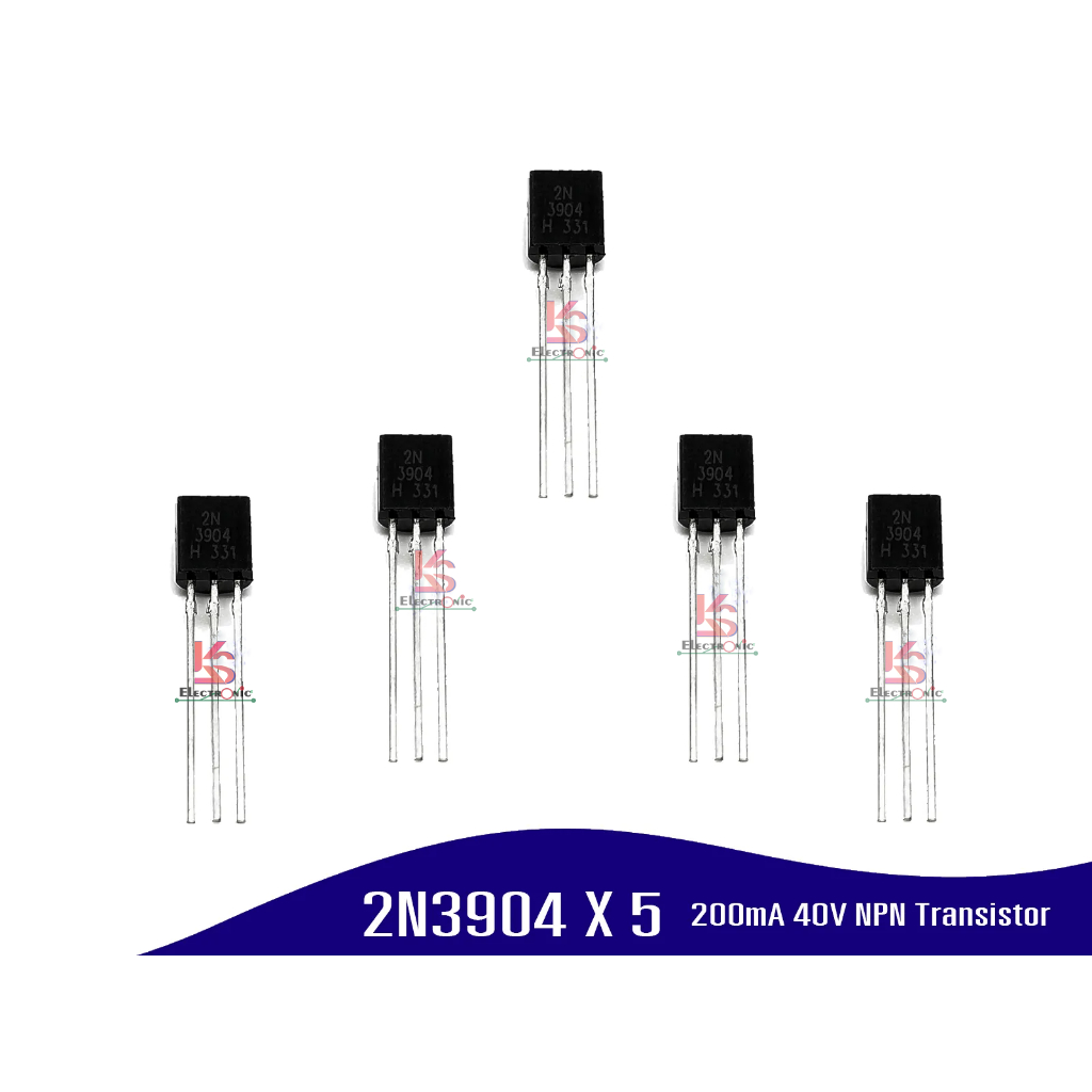 5 ชิ้น ทรานซิสเตอร์ 2N3904 200mA 40V NPN Transistors