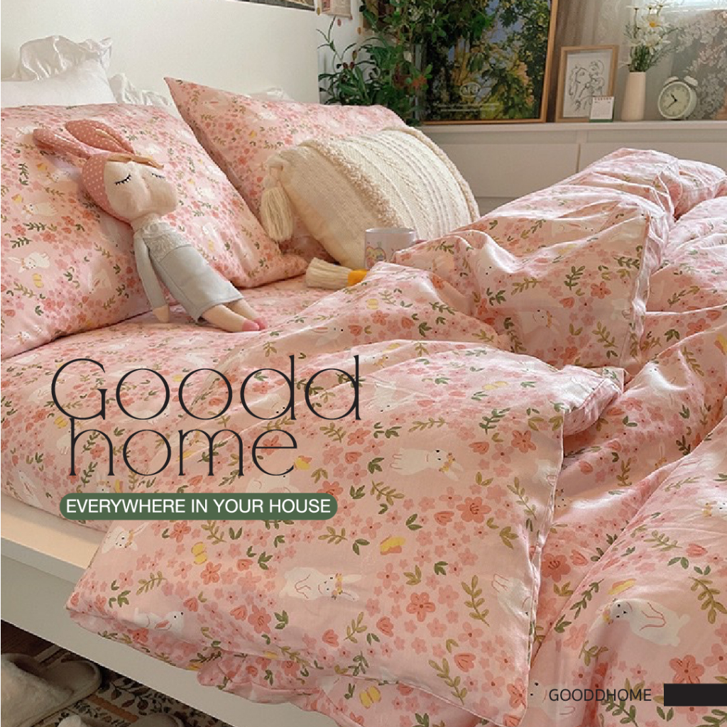 ผ้าปูที่นอนฝ้ายแท้ 🐰 น้องต่ายชมพู 🐰