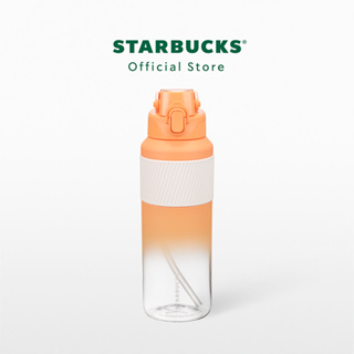 Starbucks Orange &amp; Clear Gradient White Wrap Water Bottle 35.4oz. ขวดน้ำสตาร์บัคส์พลาสติก ขนาด 35.4ออนซ์ A11147372