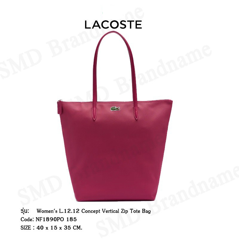 Lacoste กระเป๋าช้อปปิ้ง รุ่น  Women's L.12.12 Concept Vertical Zip Tote Bag Code: NF1890PO 185