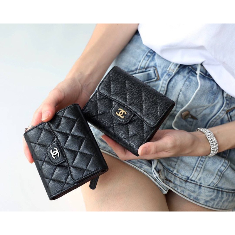 Chanel Trifold wallet caviar(Ori)VIP  📌หนังอิตาลีนำเข้างานเทียบแท้ 📌size 11.5x10.5x3 cm.สินค้าจริงตามรูปงานสวยหนังแท้VIP