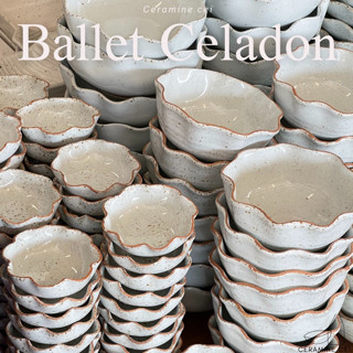 จานชามเซรามิค ถ้วยชามศิลาดล สไตล์คาเฟ่ญี่ปุ่น ลายจุดคราฟท์มินิมอล Celadon Craft