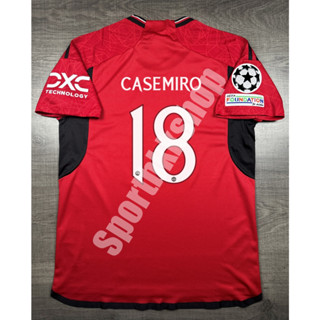 เสื้อฟุตบอล Home แมนยู เหย้า  2023/24 พร้อมเบอร์ชื่อ 18 CASEMIRO อาร์มยูฟ่า แชมป์เปี้ยนลีค