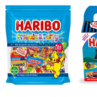 Haribo Friends &amp; Party Multipack Size  รวม 4 แบบใน 1 ห่อ มี 44 ห่อเล็ก น้ำหนัก 649 กรัม EXP.21/04/24