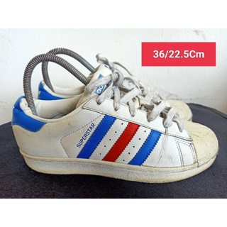 Adidas Size 36 ยาว 22.5 Cm  รองเท้ามือสอง  ผู้หญิง เท้าเล็ก  หนัง แฟชั่น ลำลอง ทำงาน