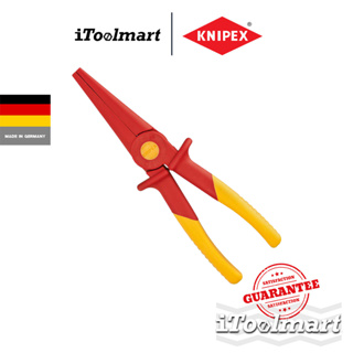 KNIPEX คีมปากเเหลม รุ่น 98 62 02 ขนาด 220 มิล (หุ้มฉนวนกันไฟ) (Snipe Nose Pliers of plastic insulating) VDE