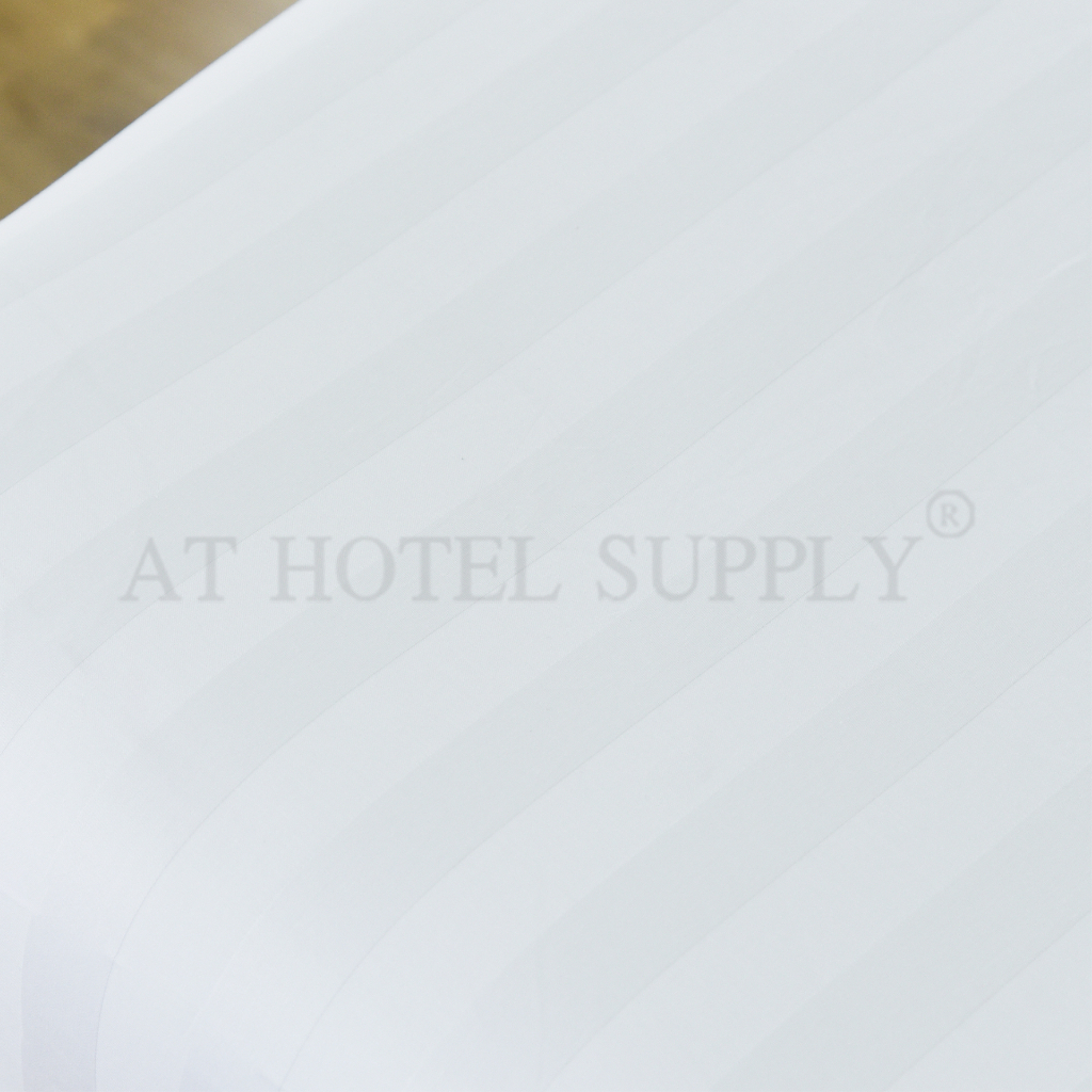 Athotelsupply ปลอกผ้านวม ซองผ้านวม เกรดโรงแรม สีขาวเรียบ สีขาวริ้ว ผ้า Cotton 100% ผ้า CVC220, จำนวน  1 ผืน - รูปที่ 3