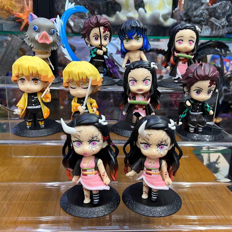 โมเดล ดาบพิฆาตอสูร kimetsu no yaiba Demon slayer figure ชุดหัวโต ขายยกเซ็ท 10ตัว ตัวใหญ่งานดี