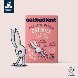 โอทบีเดียนท์ นมข้าวโอ็ต พร้อมโอ๊ตเฟลคและเมล็ดเซีย  - Oatbedient Oat Milk with Oats &amp; Chia Seeds Powder - 1กล่อง (12ซอง)