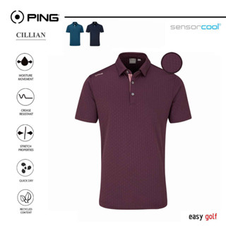 PING CILLIAN  POLO  JACQUARD PING MENS POLO เสื้อกอล์ฟผู้ชาย  เสื้อกีฬากอล์ฟผู้ชาย  เสื้อกีฬาผู้ชาย