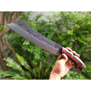 มีดแรมโบ้ Rambo knife มีดคัตติ้ง อีตัด มีดแคมป์ มาเชเต้ มีดทำสวน มีดเดินป่า ใบ 11.6”  ผิวไฟ ด้าม full-tang ไม้พะยูงสวย