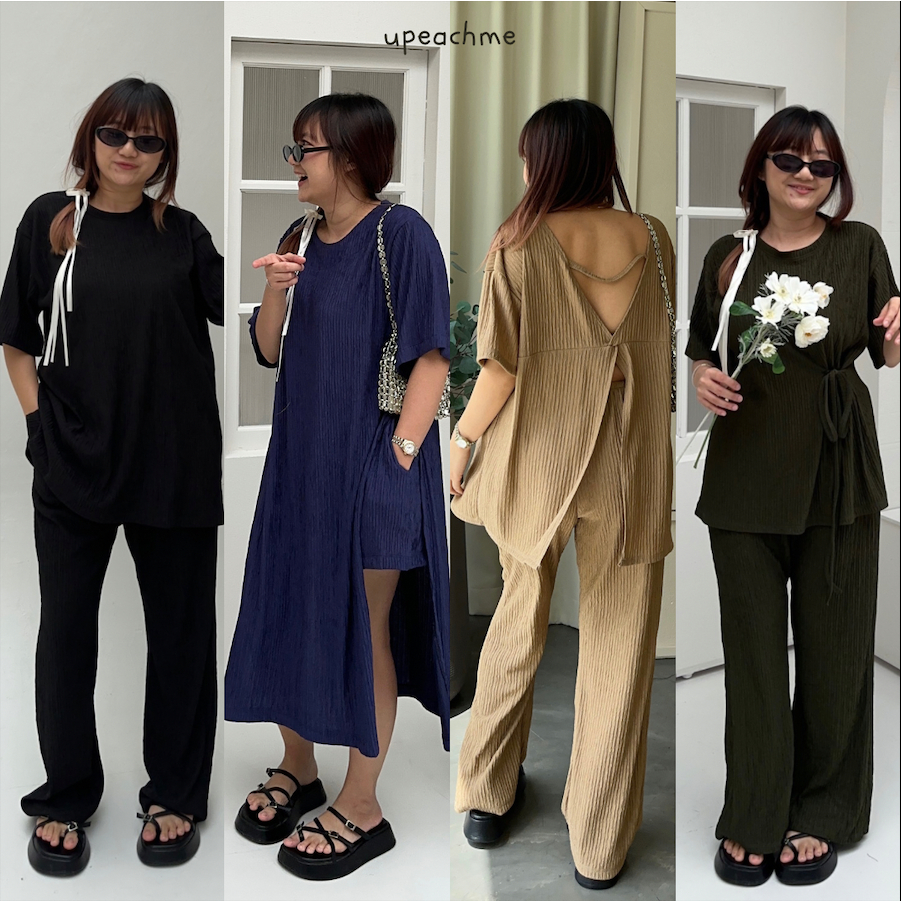 *พร้อมส่ง* Upeachme - RUBY SET ชุดเซ็ตเสื้อ+กางเกง (สองชิ้นสุดคุ้ม) ชุดเซ็ตกางเกงขายาวผ้าร่องใส่สบาย ชุดเซ็ต