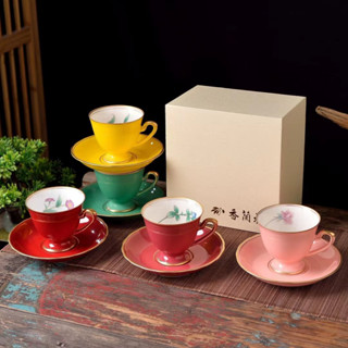 Japanese reflow porcelain Pandanshe tall single cup saucer gift box imported Japanese handmade ceramic tea cup coffee cu