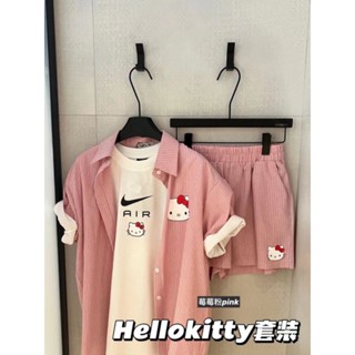 Hello kittyเซทเสื้อ+กางเกง คิตตี้ เนื้อผ้านุ่มใส่สบาย งานสกีนแบบแน่นๆ ใส่ได้ตลอดแมชง่าย