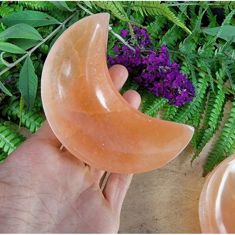 1 PC Natural AAA Quality Orange Selenite Moon Bowl