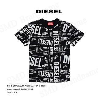 Diesel เสื้อยืดคอกลม รุ่น T-LOPE Logo-print Cotton T-Shirt Code: J01658 KYAWX K900