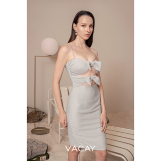 VACAY VCS23 SPARKLY BOW SPAGHETTI DRESS เดรส เดรสสั้น ชุดไปงานแต่ง ปาร์ตี้ ชุดออกงานกลางคืน ชุดเดท แฟชั่นผู้หญิง