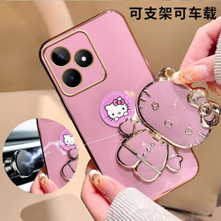 เคสขอบตรง ลายคิดตี้ กระจก สำหรับ Samsung A14 A24 A34 A54 A53 A52 A52S A04 A04S A13 A13 4G A23 A73