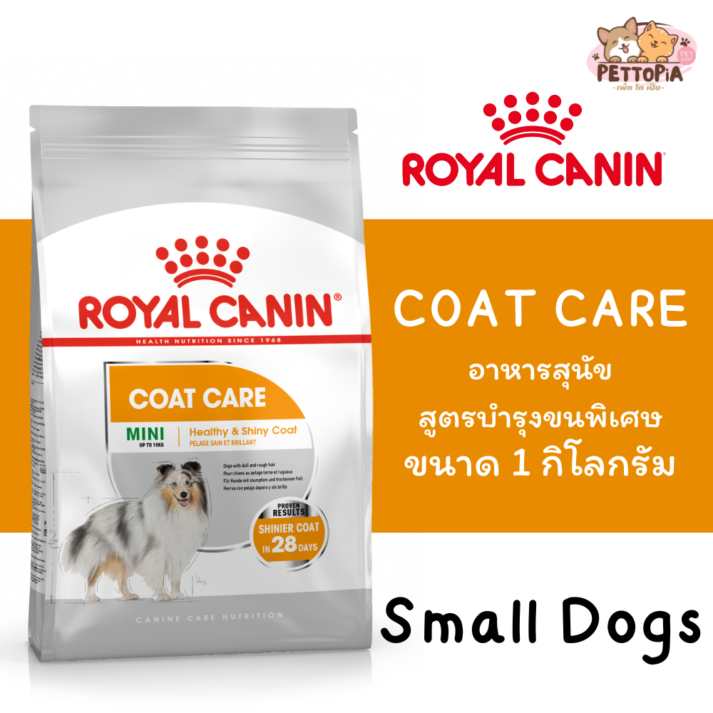 🐶RoyalCanin Mini CoatCare 1kg อาหารเม็ดสุนัขโต พันธุ์เล็ก ดูแลสุขภาพเส้นขน อายุ 10 เดือนขึ้นไป (Dry Dog Food, โรยัล คานิ