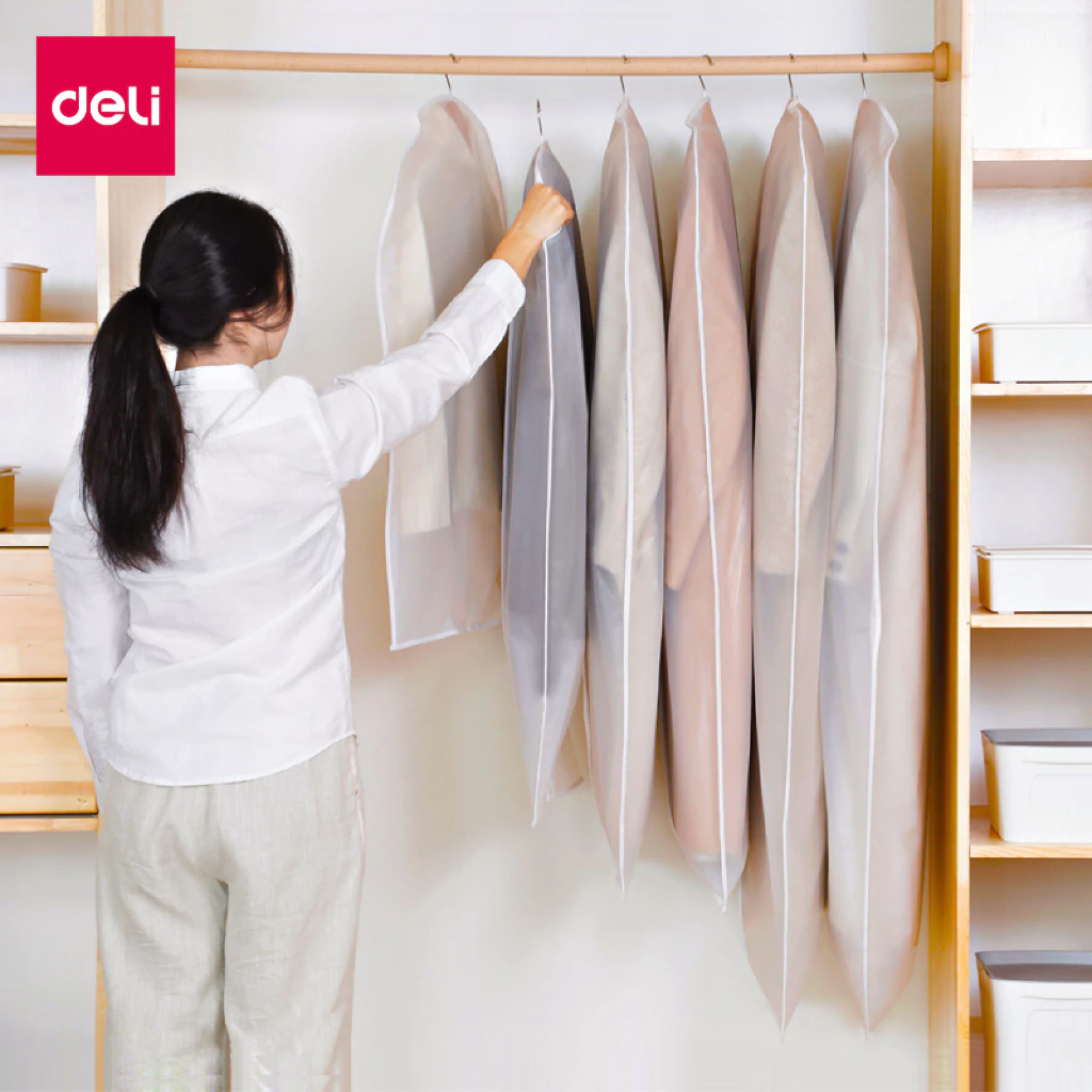 Deli ถุงคลุมเสื้อผ้า ถุงใส่สูท ที่คลุมเสื้อผ้า มีซิปด้านหน้า หลายขนาด ป้องกันฝุ่น Clothing Dust Bag thumbnail 5