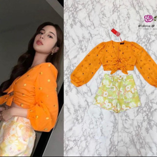 งานเซ็ตเสื้อปักแขนยาว กางเกงขาสั้น size L ป้าย widelia@real