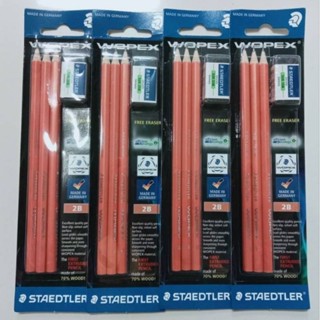 ดินสอ 2B Staedtler Wopex ชุด 3แท่ง ฟรี ยางลบ