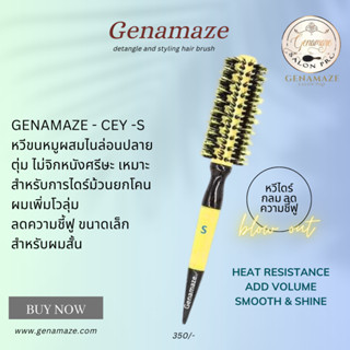 GENAMAZE - CEY-S หวีขนหมูผสมไนล่อนปลายตุ่ม ไม่จิกหนังศรีษะ เหมาะสำหรับการไดร์ม้วนยกโคนผมเพิ่มโวลุ่ม ลดความชี้ฟู ขนาดเล็ก