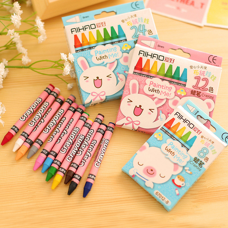 สีเทียนAIHAO ดินสอสีระบายสี สําหรับเด็ก สีเทียนถูกมาก! (8 สี/12 สี/24สี) สีเทียนเด็ก ระบายง่าย ศิลปะ/COL-004