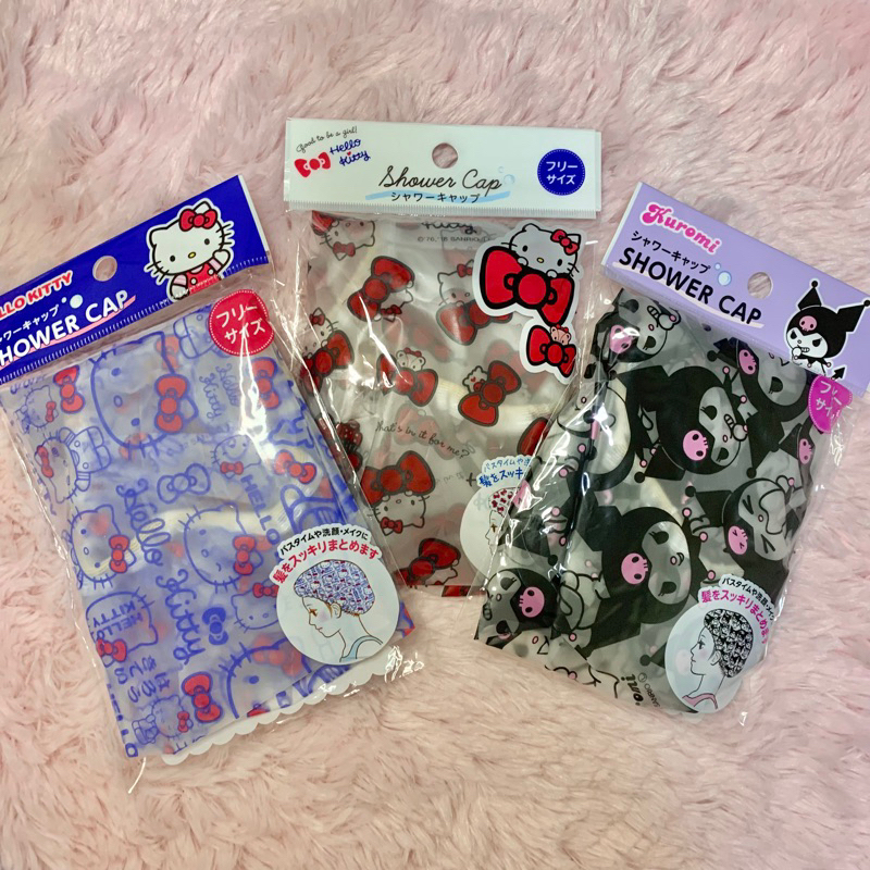 [NEW🔥] พร้อมส่ง หมวกอาบน้ำ Sanrio Shower Cap ลายซานริโอ้ คิตตี้ คุโรมิ  ลิขสิทธิ์เเท้จากญี่ปุ่น 🇯🇵