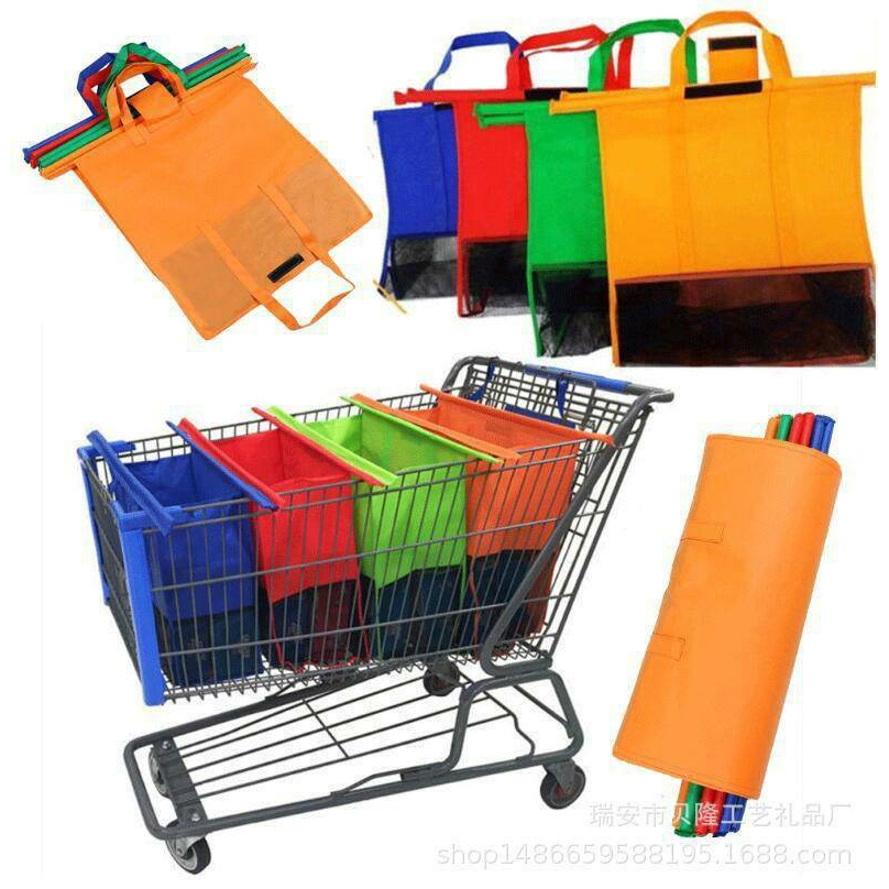 ♻️ ถุงผ้าShopping ใส่รถเข็น 🛍 4 ใบ 4 ขนาด ทุกถุงสามารถแยกออกจากกันได้ เก็บความเย็น พกพาสะดวก ใส่รถเข็นได้ทุกแบบ