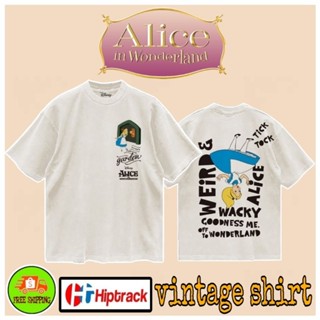 เสื้อDisney ลาย Alice วินเทจ สีขาว ครีมๆ เฟด ( TMA-018 )