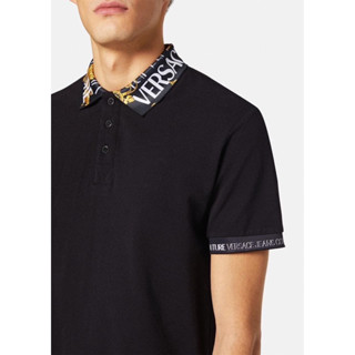 เสื้อโปโล Versac jeans สีดำ size XL คอปกสกรีนโลโก้สวยเด่น polo ของแท้ เวอร์ซาเซ่