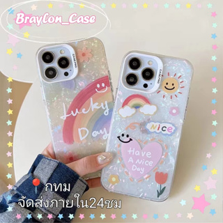 🌷Braylon🌷จัดส่งภายใน24ชม รูปหัวใจ รุ้ง ลายเปลือก เคสใส iphone 11 14 pro max ป้องกันการหล่น ขอบเต็ม case for iPhone 12 13