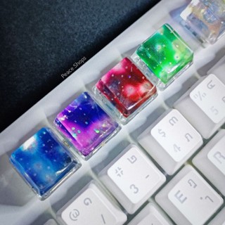 Keycap ปุ่มใส Star Galaxy ใช้สำหรับ Mechanical Keyboard สวิตซ์รูปบวก