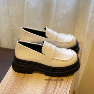 (พร้อมส่งจากไทย) หนังนิ่ม พื้นนุ่ม สีขาวนวล รองเท้าคัทชูหนัง…