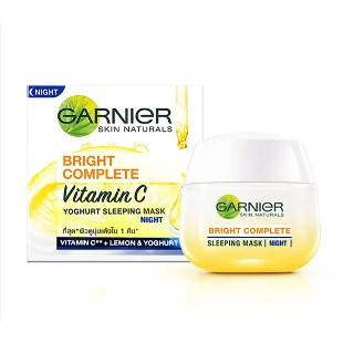 Garnier ฺBright Complete Vitamin C Sleeping Mask บำรุงผิวกระจ่างใส ไกลจุดด่างดำ ผิวดูนุ่มเด้งใน 1 คืน 50ml.