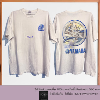 เสื้อยืดมือสอง YAMAHA แท้ สำหรับผู้ชายและหญิง  อก 21ยาว30 นิ้ว