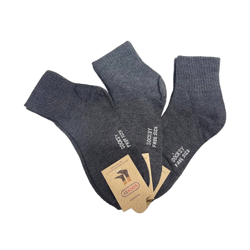 ถุงเท้า socksy ขอสูงสีเทาเข้ม ฟรีไซส์ 1 แพ็คมี 12 คู่