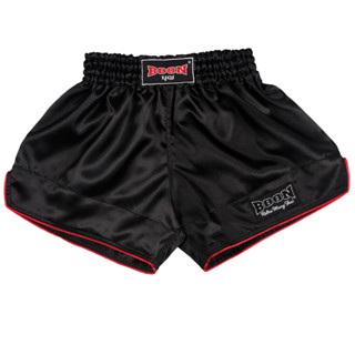 RSBK Retro Muay Thai Shorts BLACK, Red Trim กางเกงเรทโทรมวยไ…