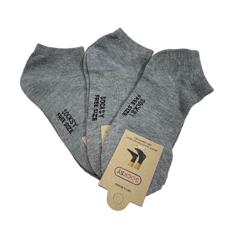 ถุงเท้า socksy ขอสั้นสีเทาอ่อน ฟรีไซส์ 1 แพ็คมี 12 คู่