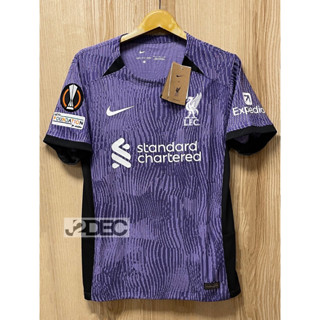 เสื้อ ลิเวอร์พูล [เกรด.PLAYER] (ชุดที่ 3 สีม่วง.)  **เยือน AWAY Kits.3** 2023-2024   #สามารถเพิ่มชื่อ อาร์มUEL ได้.#