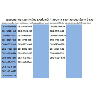 ซิมมงคล เบอร์สวย เบอร์มงคล168 ซิมเบอร์มงคล เลขดี เบอร์เทพกวนอู639 เบอร์เสริมเสน่ห์ เบอร์เสริมชีวิต เบอร์เสริมดวง เบอร์ดี