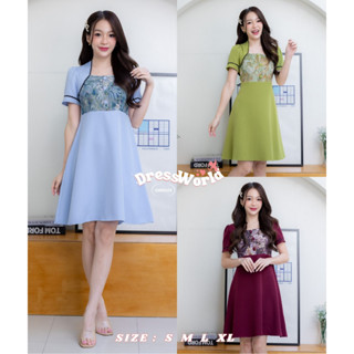 fairyangelstore - เดรสทรงบานอกผ้าทอ (DW9324) #พร้อมส่ง #เดรสทำงาน #เดรสแฟชั่น #เดรสสวย #เดรสน่ารัก #เดรสสั้น