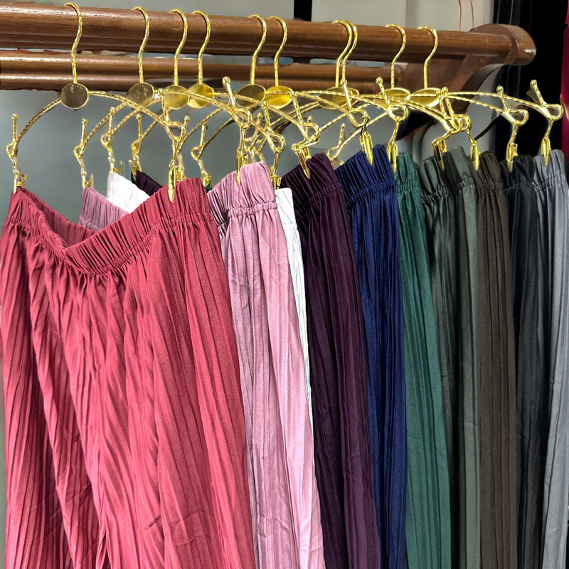 🔥กางเกงพลีทผ้าพื้น5,8ส่วน🔥ผ้านิ่มบางเบาสาวอวบใส่สบาย