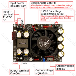 ZK PW500 สเต็ปอัพ วงจรเพิ่ม แรงดันไฟฟ้า 500W Boost Converter 11-27V เป็น12-50V DC/DC แปลงไฟจาก step Up